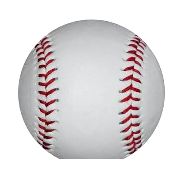 Pelota de béisbol blanca con costuras rojas